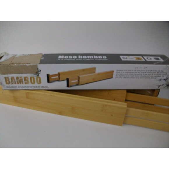 UTOPLIKE 4 pcs Bamboo Drawer Dividers 12.25"-17.25 x 2.36 Adjustable - Picture 1 of 4